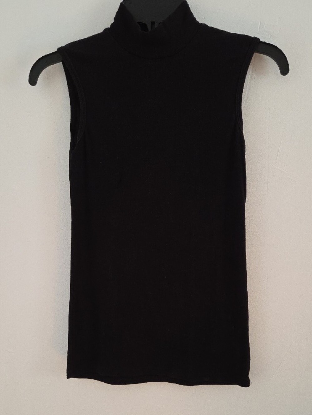 Reformation Black Ribbed Moc Turtleneck Top